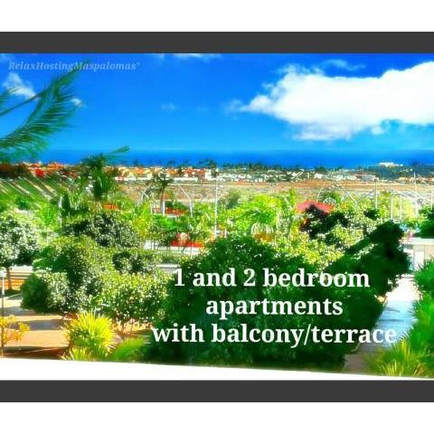 5 minutes close by Playa del Inglés-1&amp;2BR aptm with view &amp; private terrace for 2 persons