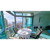 Large and sunny all-day balcony with stunning sea views